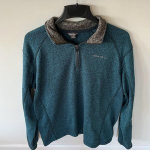 NWOT Men's Eddie Bauer Radiator Peacock Green Quarter Zip Pullover Size XL